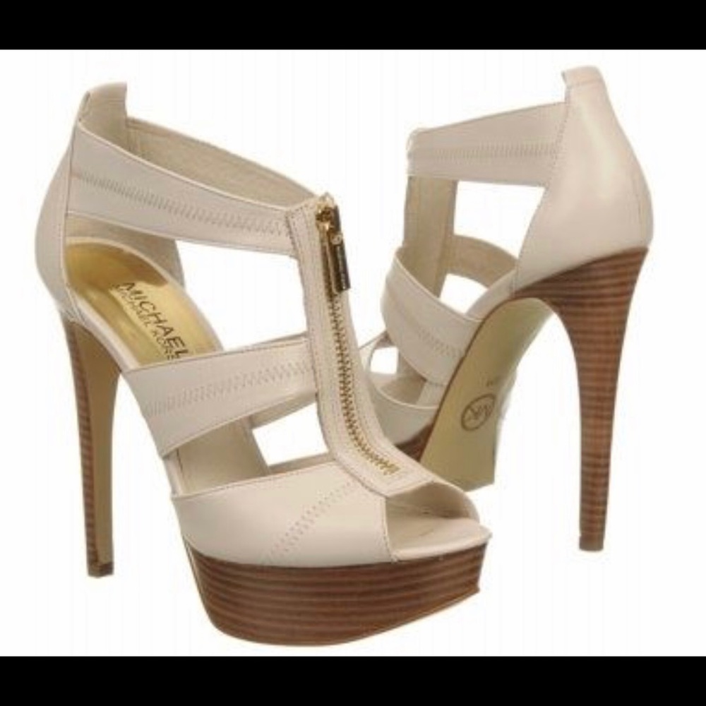 Michael Kors “Berkley” White Platform Heels